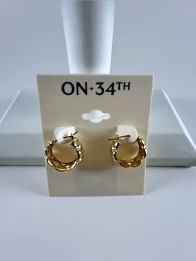 On 34th Gold Twisted Hoop Earrings - Women